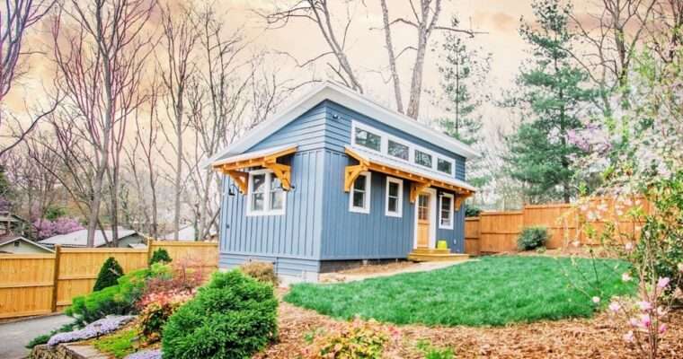 Blue ADU Tiny House by Nanostead in Asheville