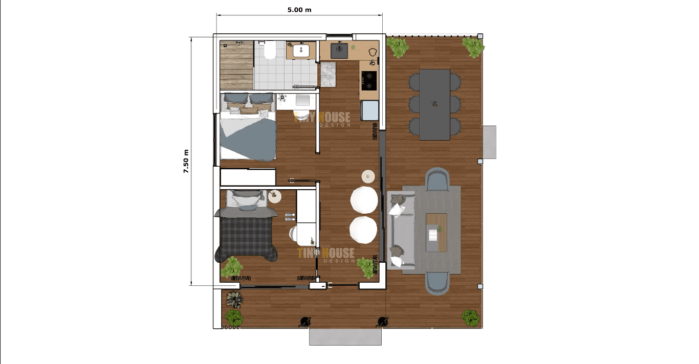 Modern Tiny House Design Idea 5m x 7.5m - Dream Tiny Living