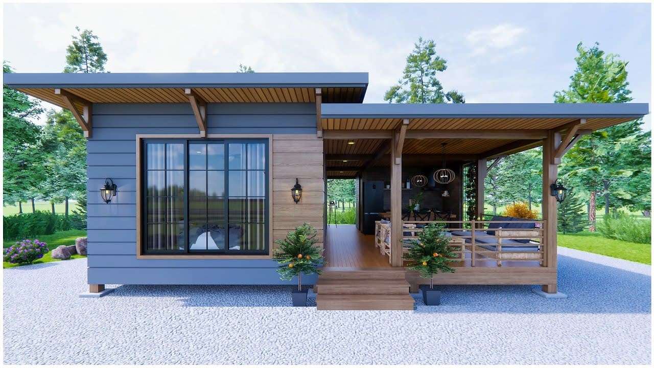Beautiful Tiny Wooden House Design 8m x 8m