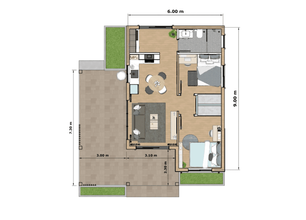 Cute Tiny House Design with Large Patio - Dream Tiny Living