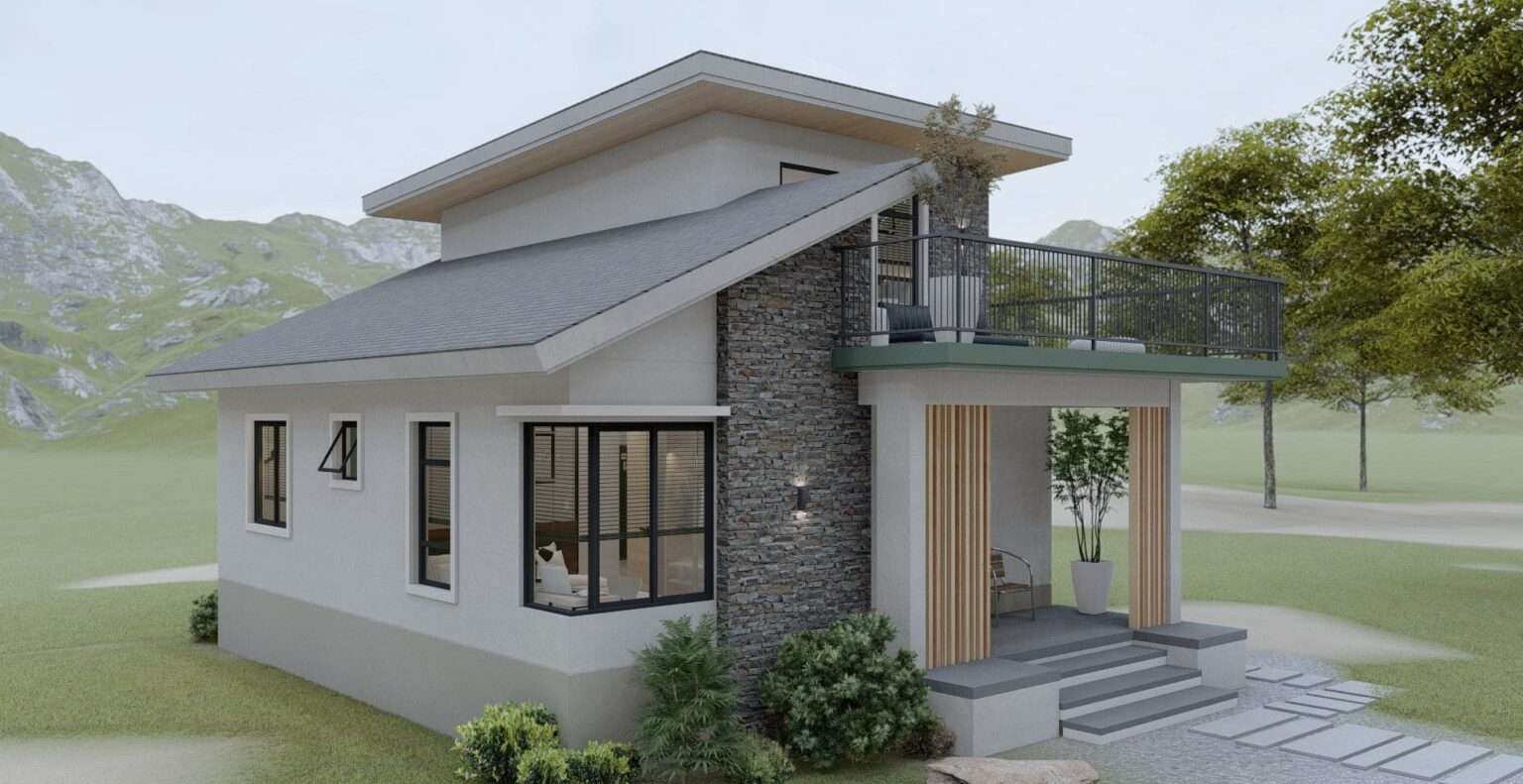 Small House Design with 2 Floors and Deck - Dream Tiny Living