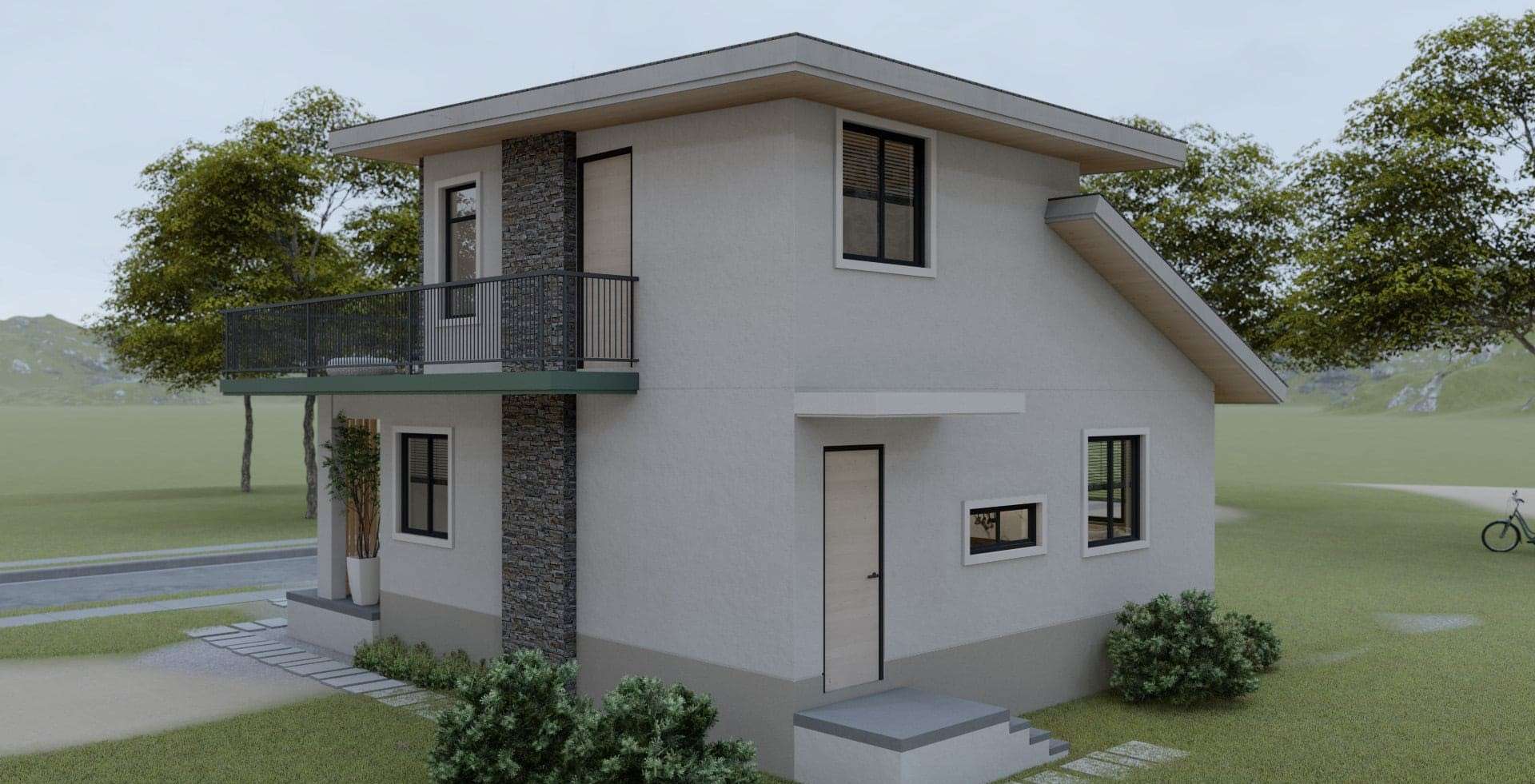 Small House Design with 2 Floors and Deck - Dream Tiny Living