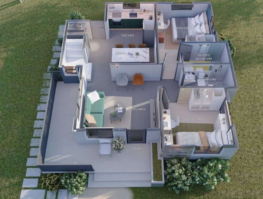 Two Storey Small House with Deck 8.65m x 9.00m - Dream Tiny Living