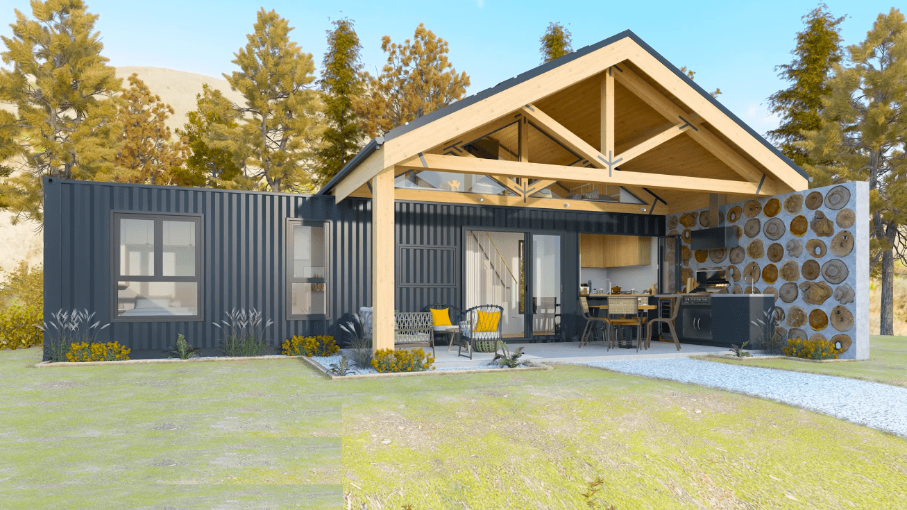 Shipping Container House with Solar Panels